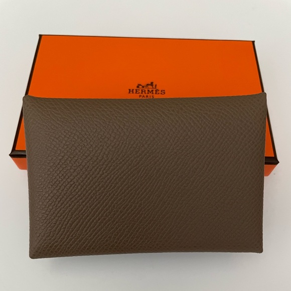 Hermes Calvi Card Holder Etoupe - Picture 1 of 4